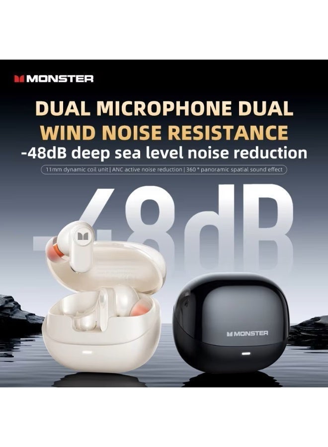 Monster AIRSTAR M300 OWS Gaming Wireless Earphones Bluetooth 6.0 Ear Clip Sports Earbuds HD Calls Noise Cancelling Headphones, Ivory White - Image 3