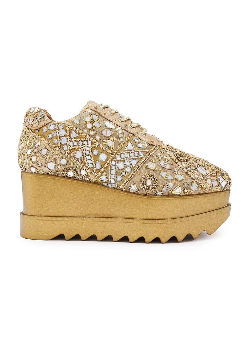 Anaar Anaar Nine One One Wedge Sneakers, Womens Festive, Special Occasion and Partywear Premium Shoes  - Image 2