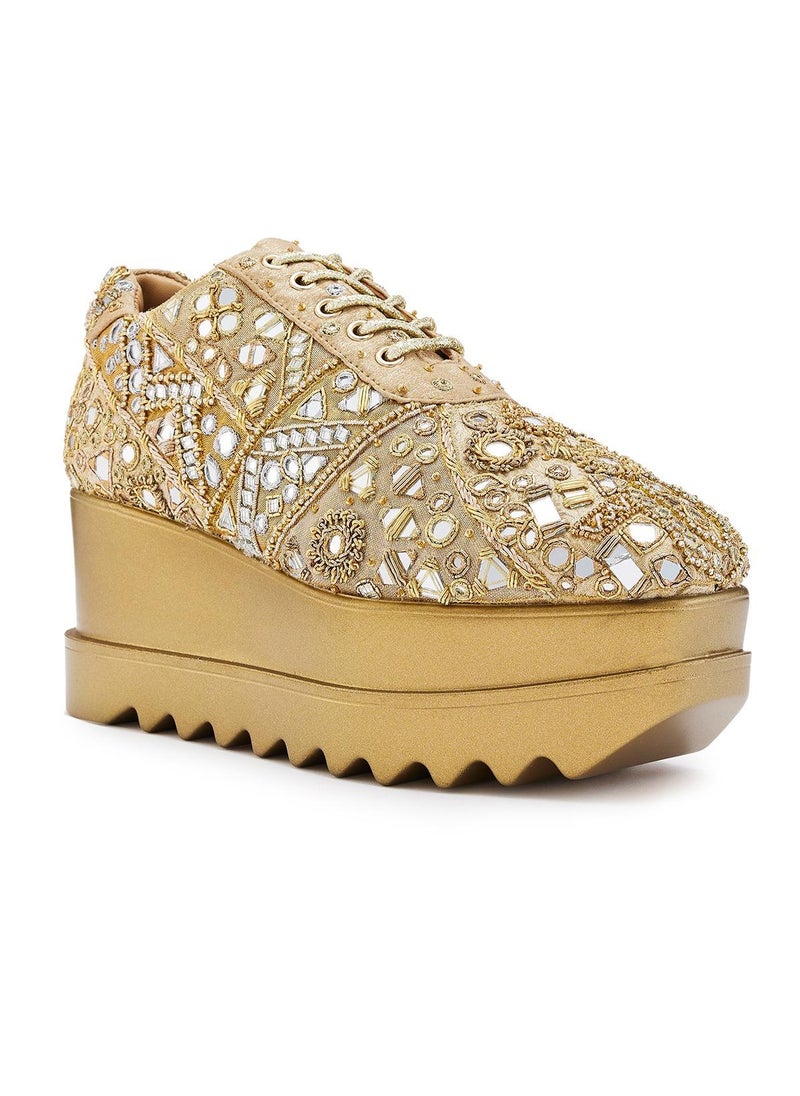 Anaar Anaar Nine One One Wedge Sneakers, Womens Festive, Special Occasion and Partywear Premium Shoes  - Image 1