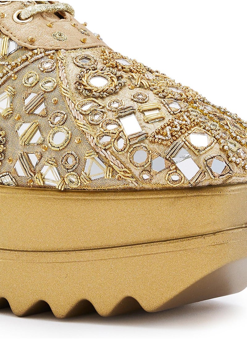 Anaar Anaar Nine One One Wedge Sneakers, Womens Festive, Special Occasion and Partywear Premium Shoes  - Image 5