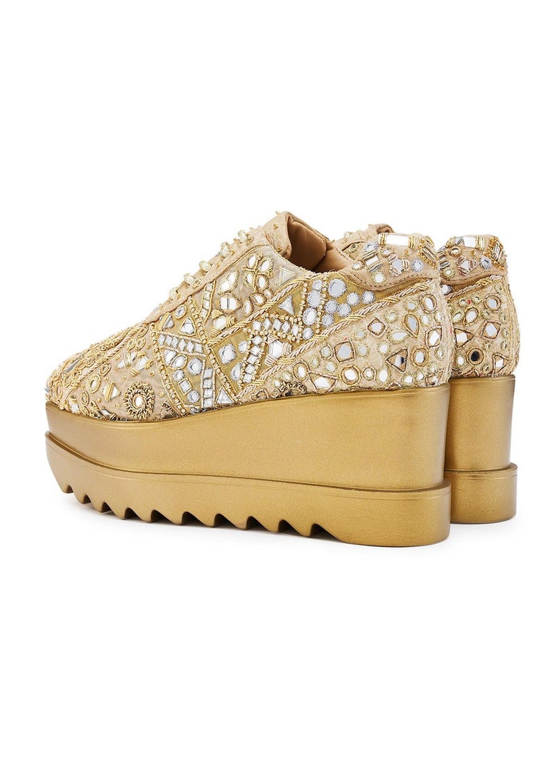 Anaar Anaar Nine One One Wedge Sneakers, Womens Festive, Special Occasion and Partywear Premium Shoes  - Image 3