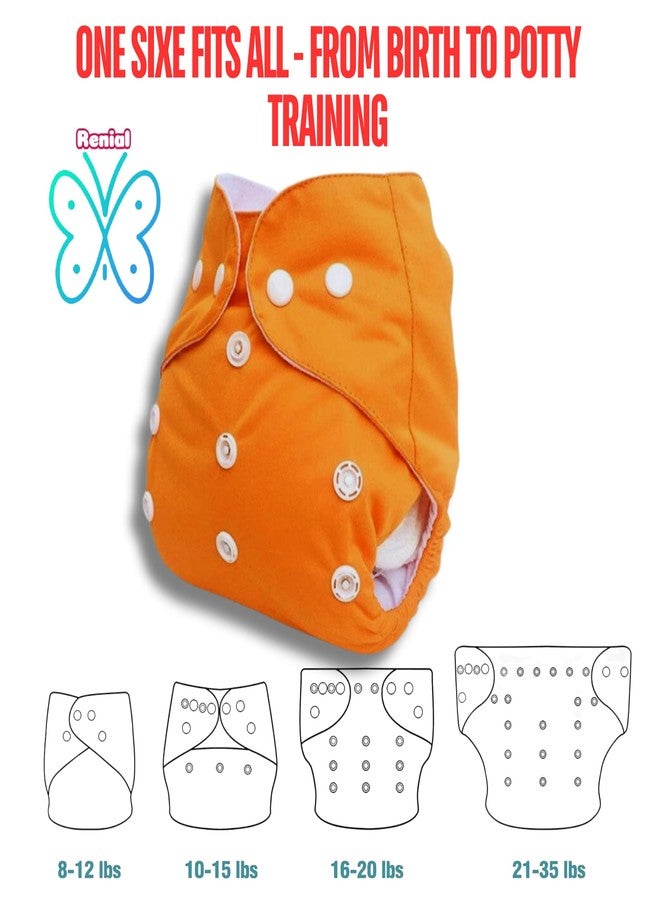RENIAL REUSABLE CLOTH DIAPERS (DIAPER AND INSERT) | ADJUSTABLE FREESIZE Leakage Proof Reusable Cloth Diaper with Quick Dry UltraThin pads | Diper For Babies Between 3 Month To 3 Year pack of 1 Orange - Image 5