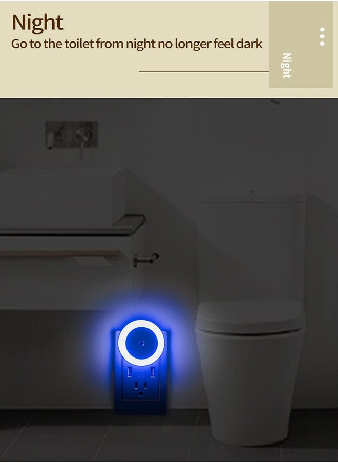 DAREU - LED Night Light Plug-in with Sensor – Soft Glow Lamp for Kids' Bedroom, Bathroom, Hallway, Kitchen, and Stairs (Blue, 4Pcs) - Image 1