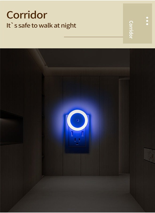DAREU - LED Night Light Plug-in with Sensor – Soft Glow Lamp for Kids' Bedroom, Bathroom, Hallway, Kitchen, and Stairs (Blue, 4Pcs) - Image 1