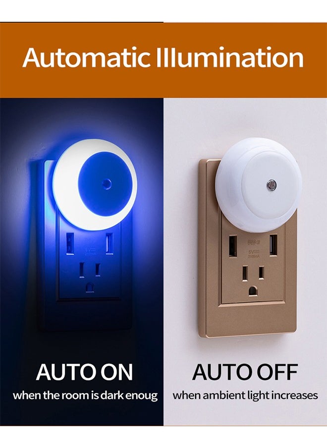DAREU - LED Night Light Plug-in with Sensor – Soft Glow Lamp for Kids' Bedroom, Bathroom, Hallway, Kitchen, and Stairs (Blue, 4Pcs) - Image 1