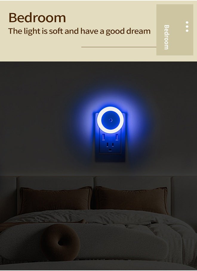 DAREU - LED Night Light Plug-in with Sensor – Soft Glow Lamp for Kids' Bedroom, Bathroom, Hallway, Kitchen, and Stairs (Blue, 4Pcs) - Image 1