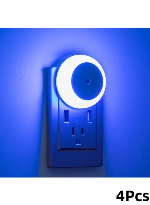 LED Night Light Plug-in with Sensor – Soft Glow Lamp for Kids' Bedroom, Bathroom, Hallway, Kitchen, and Stairs (Blue, 4Pcs)