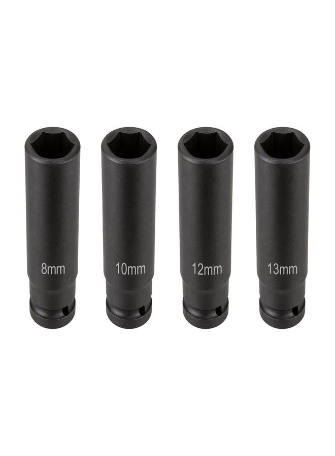 Byte Forge 4-Piece Motorcycle & Small Engine Set — 4 Piece 1/2" Drive Deep Black Impact Socket Set | 8mm 10mm 12mm 13mm | 6-Point Hex | Chrome Vanadium | Black Phosphate | Professional Automotive Indi - Image 1