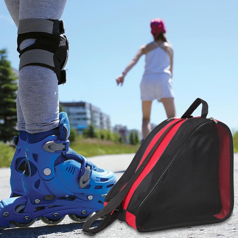 MAGICLULU 2pcs Roller Skate Bag and Skating Shoe Pouch Thickened Red Shoulder Backpack for Inline and Quad Skates Storage and Travel - Image 4