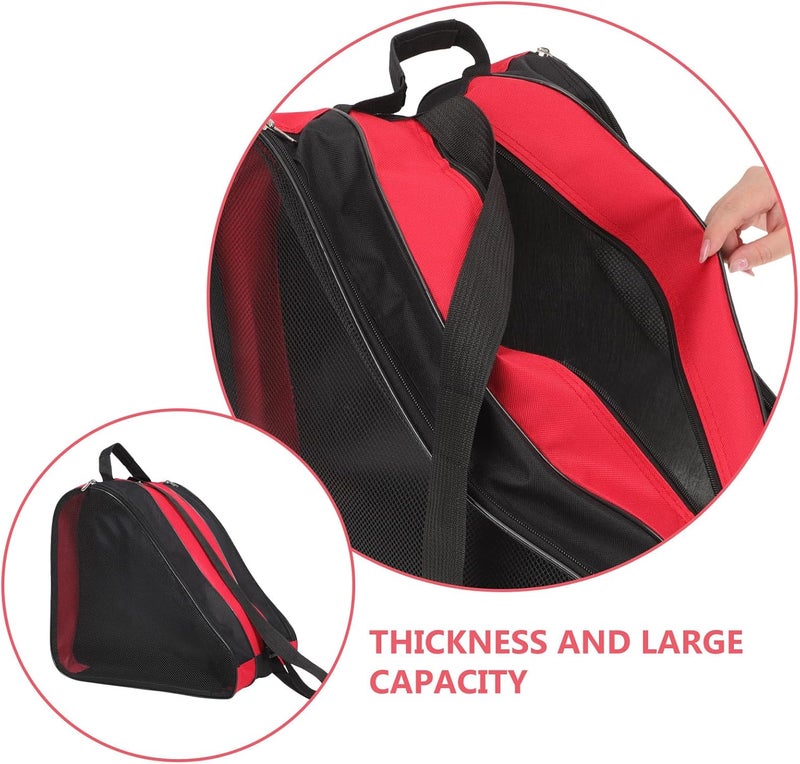 MAGICLULU 2pcs Roller Skate Bag and Skating Shoe Pouch Thickened Red Shoulder Backpack for Inline and Quad Skates Storage and Travel - Image 5