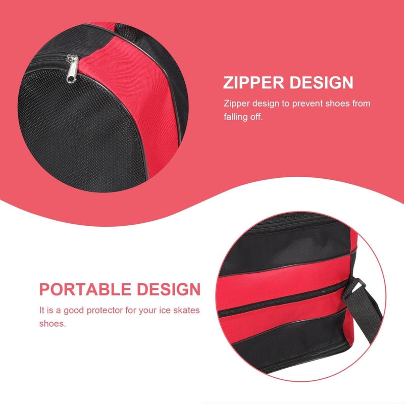 MAGICLULU 2pcs Roller Skate Bag and Skating Shoe Pouch Thickened Red Shoulder Backpack for Inline and Quad Skates Storage and Travel - Image 2