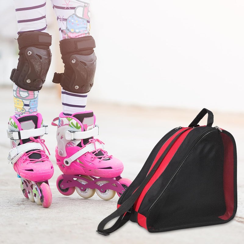 MAGICLULU 2pcs Roller Skate Bag and Skating Shoe Pouch Thickened Red Shoulder Backpack for Inline and Quad Skates Storage and Travel - Image 3