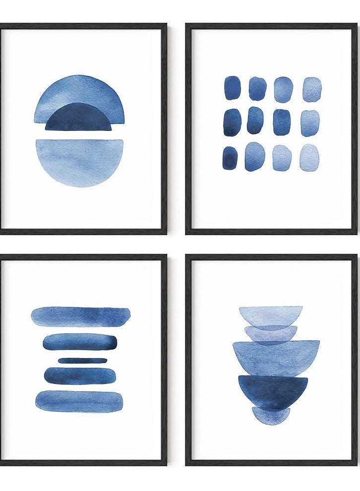 Today Idea Abstract Blue Wall Art Prints Set of 4 Abstract Art Blue Wall Decor for Living Room | Watercolor Prints Navy Blue Wall Art | UNFRAMED (8 x 10)  - Image 1
