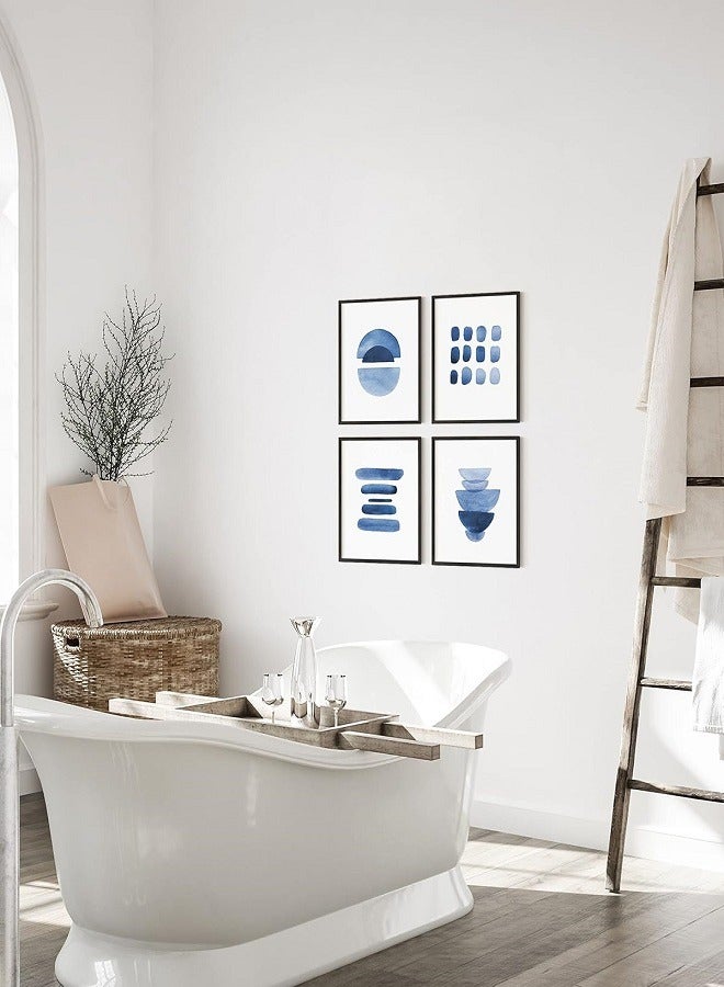 Today Idea Abstract Blue Wall Art Prints Set of 4 Abstract Art Blue Wall Decor for Living Room | Watercolor Prints Navy Blue Wall Art | UNFRAMED (8 x 10)  - Image 3