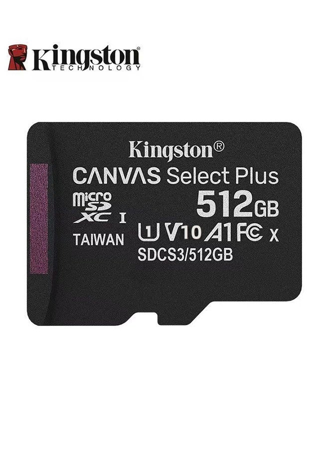 Kingston Grey بطاقة microSD من كينغستون طراز Canvas Select Plus سعة 512 جيجابايت، بطاقة ذاكرة عالية السرعة للهواتف الذكية وكاميرات السيارة وكاميرات الحركة - Image 1