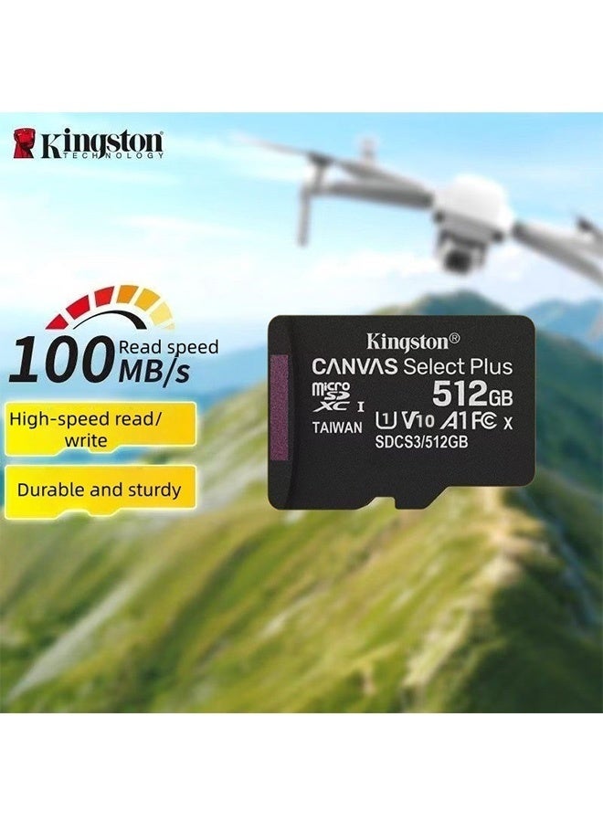 Kingston Grey بطاقة microSD من كينغستون طراز Canvas Select Plus سعة 512 جيجابايت، بطاقة ذاكرة عالية السرعة للهواتف الذكية وكاميرات السيارة وكاميرات الحركة - Image 2