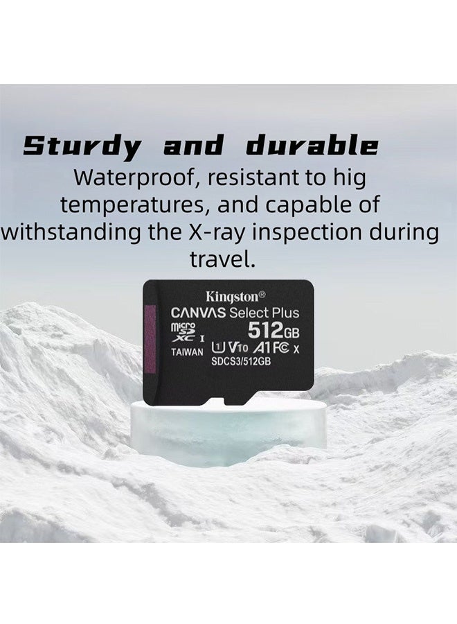 Kingston Grey بطاقة microSD من كينغستون طراز Canvas Select Plus سعة 512 جيجابايت، بطاقة ذاكرة عالية السرعة للهواتف الذكية وكاميرات السيارة وكاميرات الحركة - Image 4