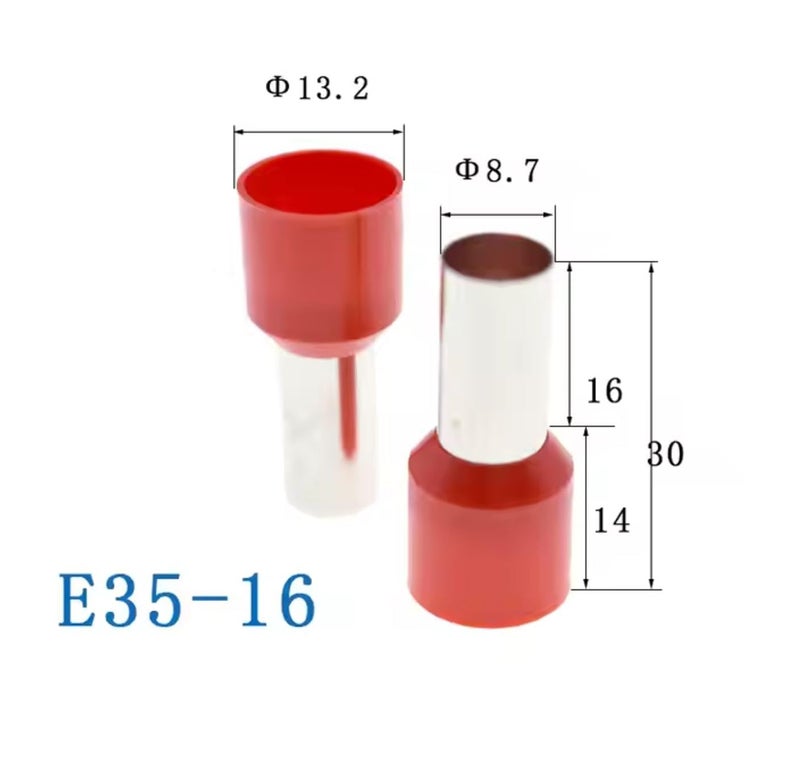 25 Pcs Wire Terminal Ferrules, Insulated Wire Ferrules for Connecting Wire Connectors (E3516 - Red) - Image 3