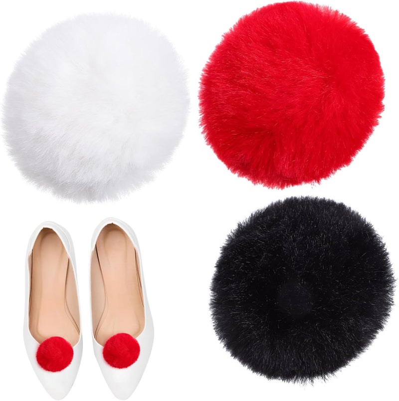 GAROZATION 3pcs Fluffy Pompom Balls for Crafting Bunny Tail Costume Props and Black Soft Faux Fur Decorative Accessories for Hats Clothes and DIY Projects - Image 1