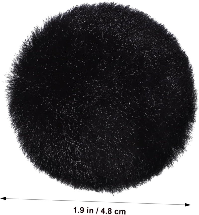 GAROZATION 3pcs Fluffy Pompom Balls for Crafting Bunny Tail Costume Props and Black Soft Faux Fur Decorative Accessories for Hats Clothes and DIY Projects - Image 2