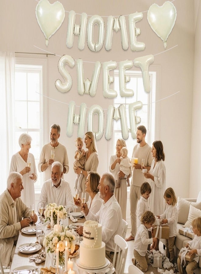TONIFUL 16 Inch Cream White HOME SWEET HOME Letter Balloon,Decoraction for Housewarming, New Home Parties and Homecoming Celebrations,Ivory White Balloon Banner for Welcome Sign and Party Supplies - Image 4