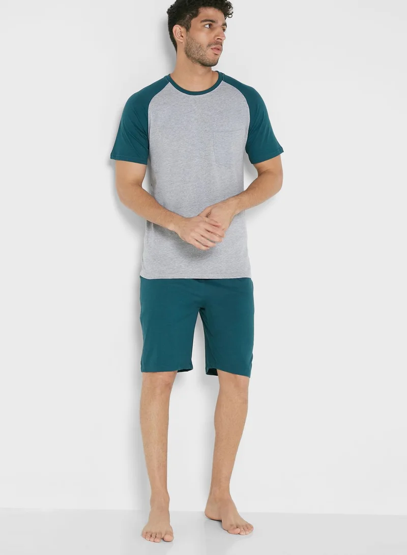Seventy Five Chest Pocket Pyjama Shorts Set