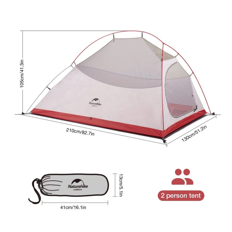 Naturehike Cloud-Up 2 Camping Tent 2 People 3-4 Season Lightweight Backpack Tent Hiking Tent (Grey 20D Upgrade) - Image 2