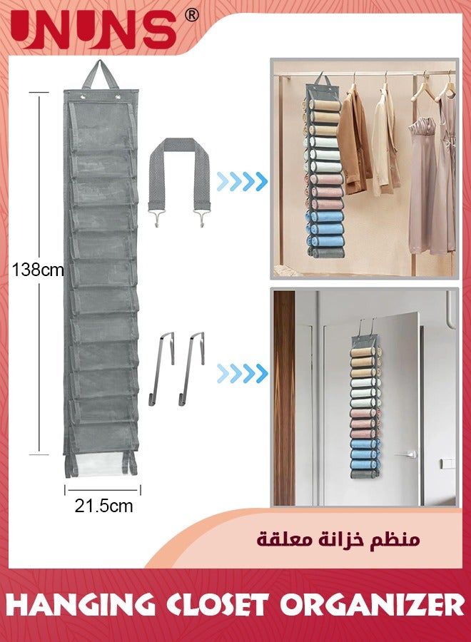 UNUNS Hanging Closet Organizer,Leggings Storage Hanging Organizer,Storaging Hanger Roll Rack Holder For T-Shirt Jeans Gym Pants,RV Portable Closets Space Saver - Image 3
