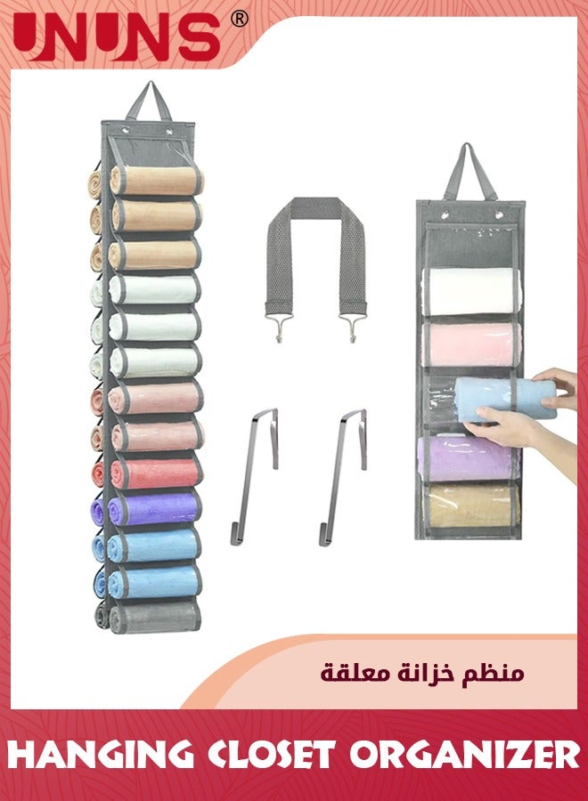 UNUNS Hanging Closet Organizer,Leggings Storage Hanging Organizer,Storaging Hanger Roll Rack Holder For T-Shirt Jeans Gym Pants,RV Portable Closets Space Saver - Image 1