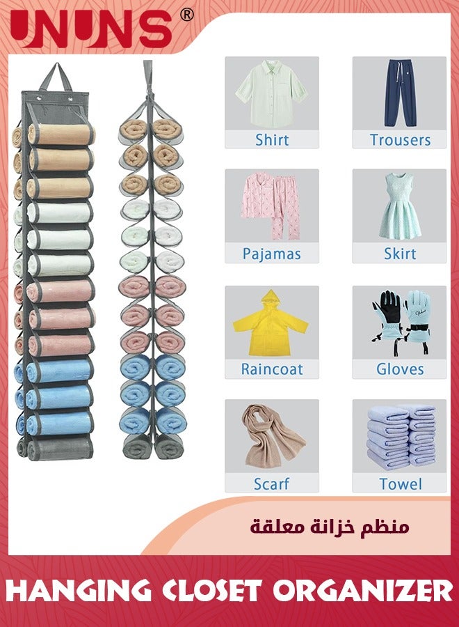 UNUNS Hanging Closet Organizer,Leggings Storage Hanging Organizer,Storaging Hanger Roll Rack Holder For T-Shirt Jeans Gym Pants,RV Portable Closets Space Saver - Image 4