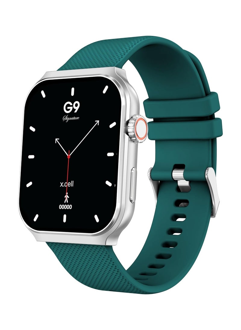 Xcell - G9 Signature Unisex Smart Watch, 2.01” HD Display with IP67 Water Proof, Fitness Tracker with 107 Workout Options, 7+ Days Battery with Wireless Charging, Compatible with iOS & Android - Green - Image 1