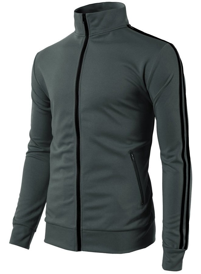 H2H Mens Active Slim Fit Track Lightweight Jacket Zip-up Long Sleeve, Cmoja0103-charcoal, S - Image 3