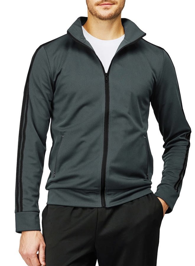 H2H Mens Active Slim Fit Track Lightweight Jacket Zip-up Long Sleeve, Cmoja0103-charcoal, S - Image 2