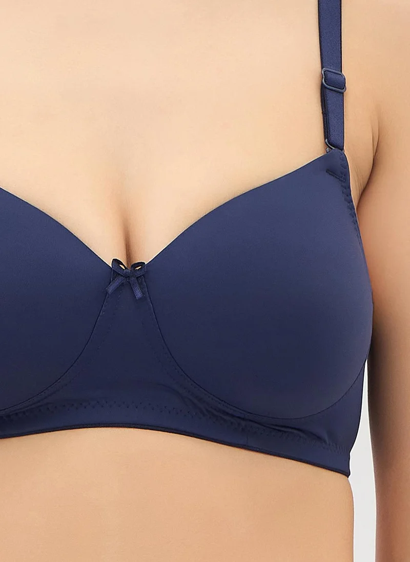 Clovia Clovia Padded Non-Wired Full Coverage Multiway T-shirt Bra in Navy