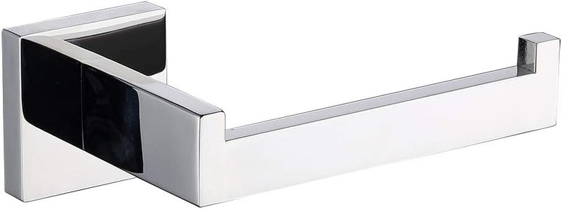 TASTOS Polished Chrome Toilet Paper Holder SUS304 Stainless Steel, Modern Square Half Open Bathroom 5 inch TP Holder Wall Mount Rustfree Tissue Roll Dispenser for Washroom Kitchen - Image 1