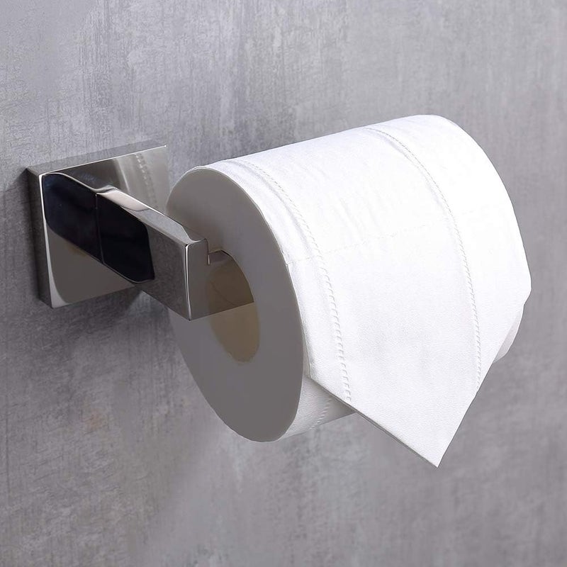 TASTOS Polished Chrome Toilet Paper Holder SUS304 Stainless Steel, Modern Square Half Open Bathroom 5 inch TP Holder Wall Mount Rustfree Tissue Roll Dispenser for Washroom Kitchen - Image 3