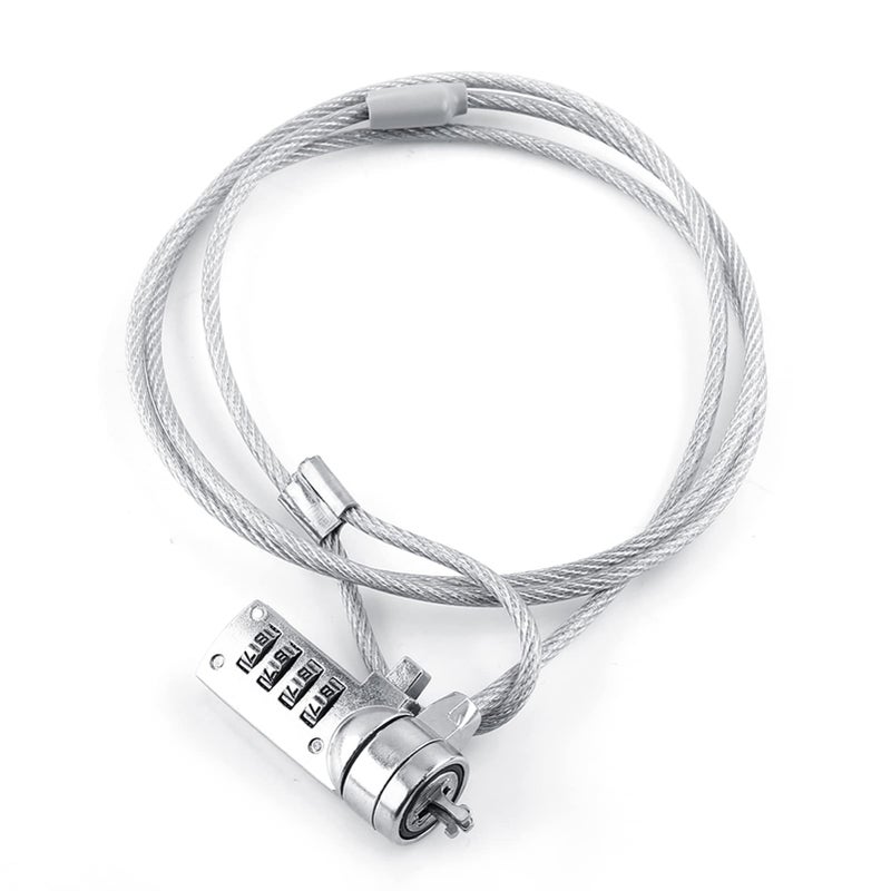 Anti Theft Security Lock Cable 4 Digit Password for Laptop Notebook PC Silver 110cm - Image 2