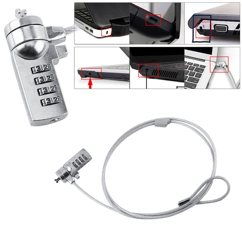 Anti Theft Security Lock Cable 4 Digit Password for Laptop Notebook PC Silver 110cm - Image 3