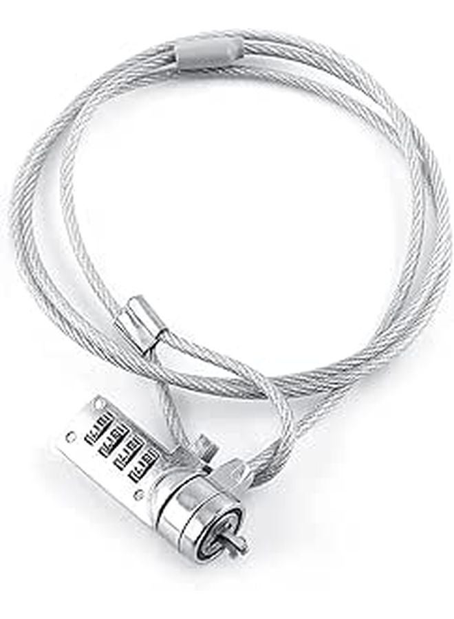 Anti Theft Security Lock Cable 4 Digit Password for Laptop Notebook PC Silver 110cm - Image 1