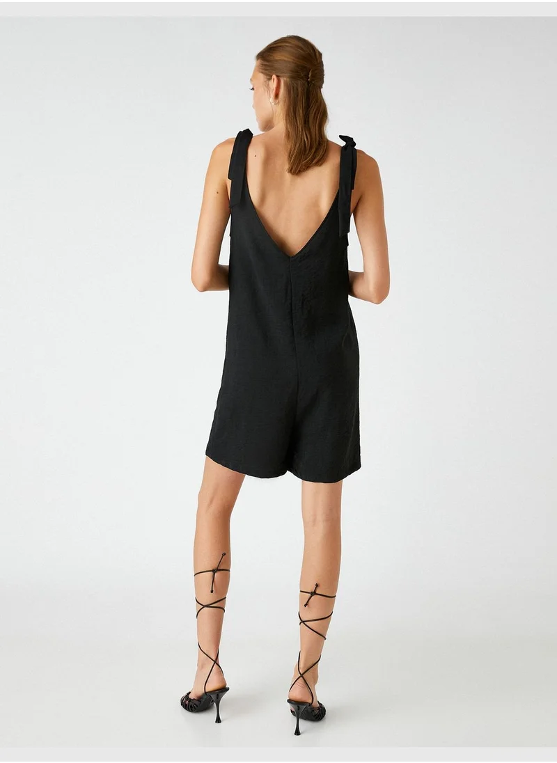KOTON Short Jumpsuit V Neck Strappy