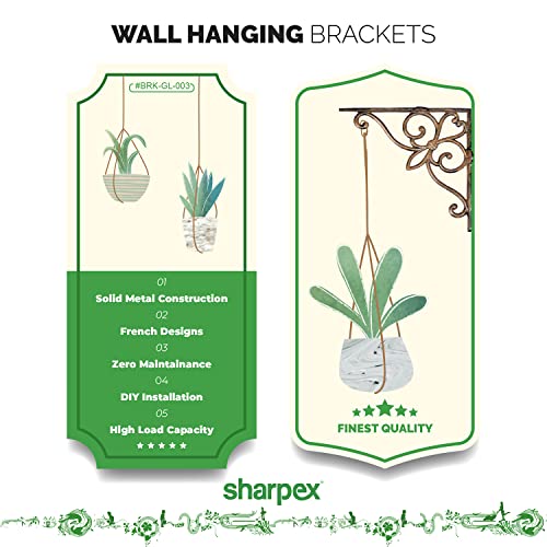 Sharpex Wall Mounted Metal Bracket | Decorative Wall Hook Plant Hanger for Hanging Pots, Bird Feeders, Flower Baskets, Planters, Lanterns, Lamps, and Wind Chimes for Indoor/Outdoor Use (Gold, 2 Pc) - Image 3
