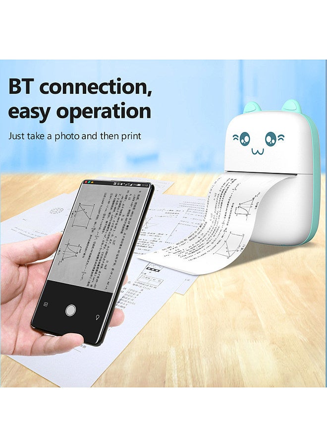 Portable Mini Pocket Printer BT Thermal Printer with Thermal Printing Paper USB Cable for Note Photo Web Document Printing