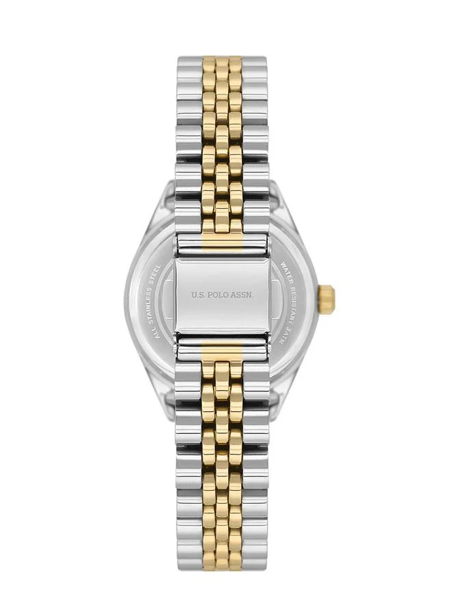 U.S. Polo Assn. U.S. Polo Assn. Stile Ladies' 30mm Watch with Forest Green Dial & Diamond-Adorned Bezel on Two-Tone Stainless Steel Band - USPA2085-07, Elegant Timepiece for Fashion-Forward Women