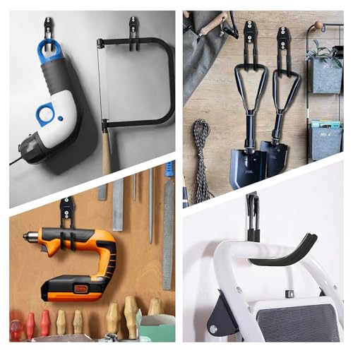 GeeWatom Garage Storage Utility Hooks，Garage Garden Tool Organizer，Steel Wall Mount Hooks, Large Garden U Hooks （2 Pack） - Image 4