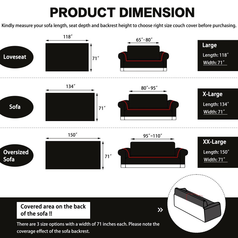 DREAMINGO Black Vintage Couch Cover Botanical Deer Jacquard Sofa Covers for 3 Cushion Couch Washable Chenille Furniture Protector Throw Slipcovers for 3 Seat Sectional Sofa, X-Large 71"x134" - Image 2