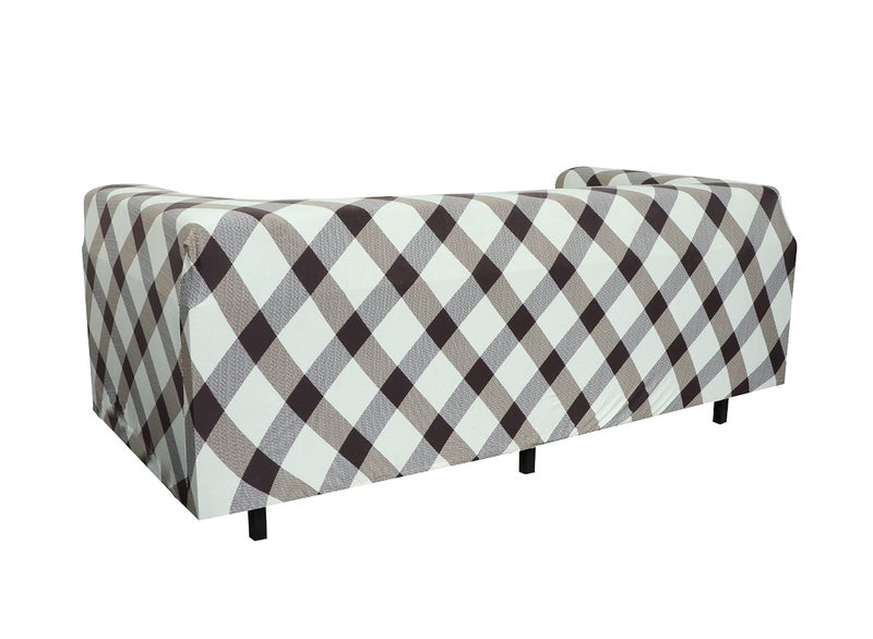 House of Quirk Polyester & Spandex Universal Big Elasticity Flexible Stretch Sofa Cover/Slipcover for Couch (Brown White Check, Single Seater) - Image 4