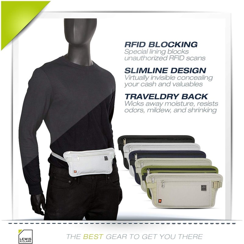Lewis N. Clark Lewis N. Clark Women's RFID Blocking Money Belt Travel Pouch + Credit Card, ID, Passport Holder for Women & Men, Taupe, One Size  - Image 2