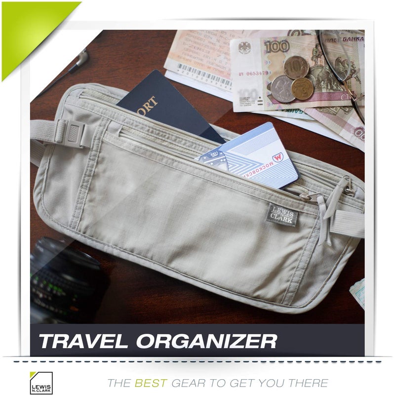 Lewis N. Clark Lewis N. Clark Women's RFID Blocking Money Belt Travel Pouch + Credit Card, ID, Passport Holder for Women & Men, Taupe, One Size  - Image 5