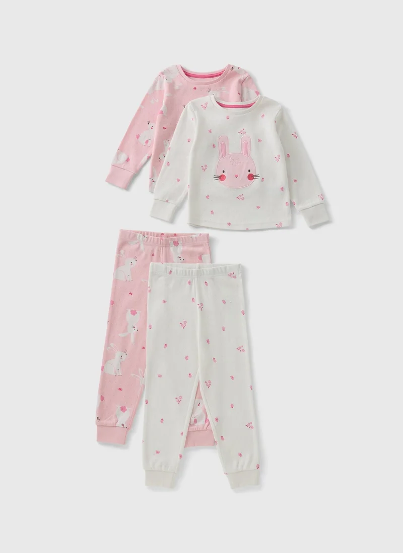 Matalan 2 Pack Girls Bunny Pyjama Sets