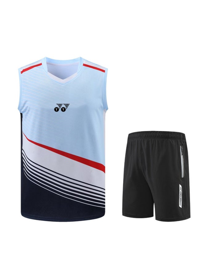 Yy Summer New Outdoor Badminton Training Clothing Men's Suit Sleeveless Ice Silk Top Sports Running Quick-drying Clothing